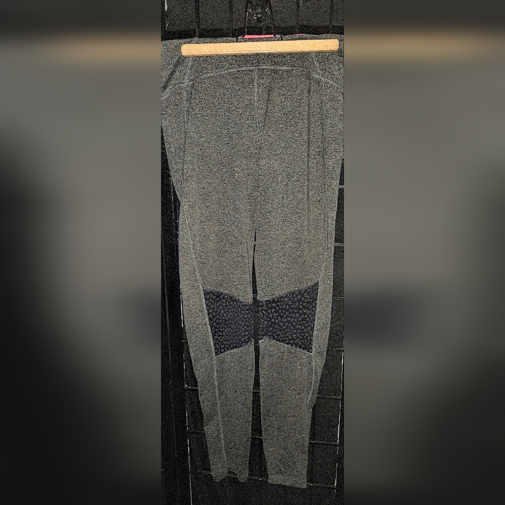 "Morgan" Grey Leggings w|Animal Print Embellishment